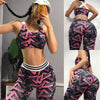Image of Women's 2 Piece Workout Set - Geometric Pink & Gray