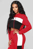 Image of Patchwork Hooded Crop Top Workout Set