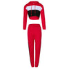 Image of Patchwork Hooded Crop Top Workout Set