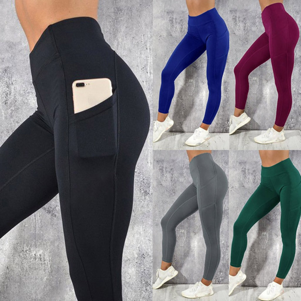 Women's Solid Workout Leggings with Pockets